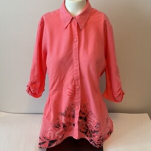 Linen Shirt With Printed Trim